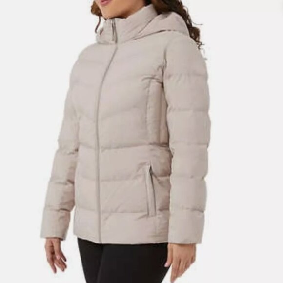 NWT 32 Degrees Heat Women's Winter Hooded Puffer Tech Jacket Coat Beige, Size 2X - Picture 2 of 6